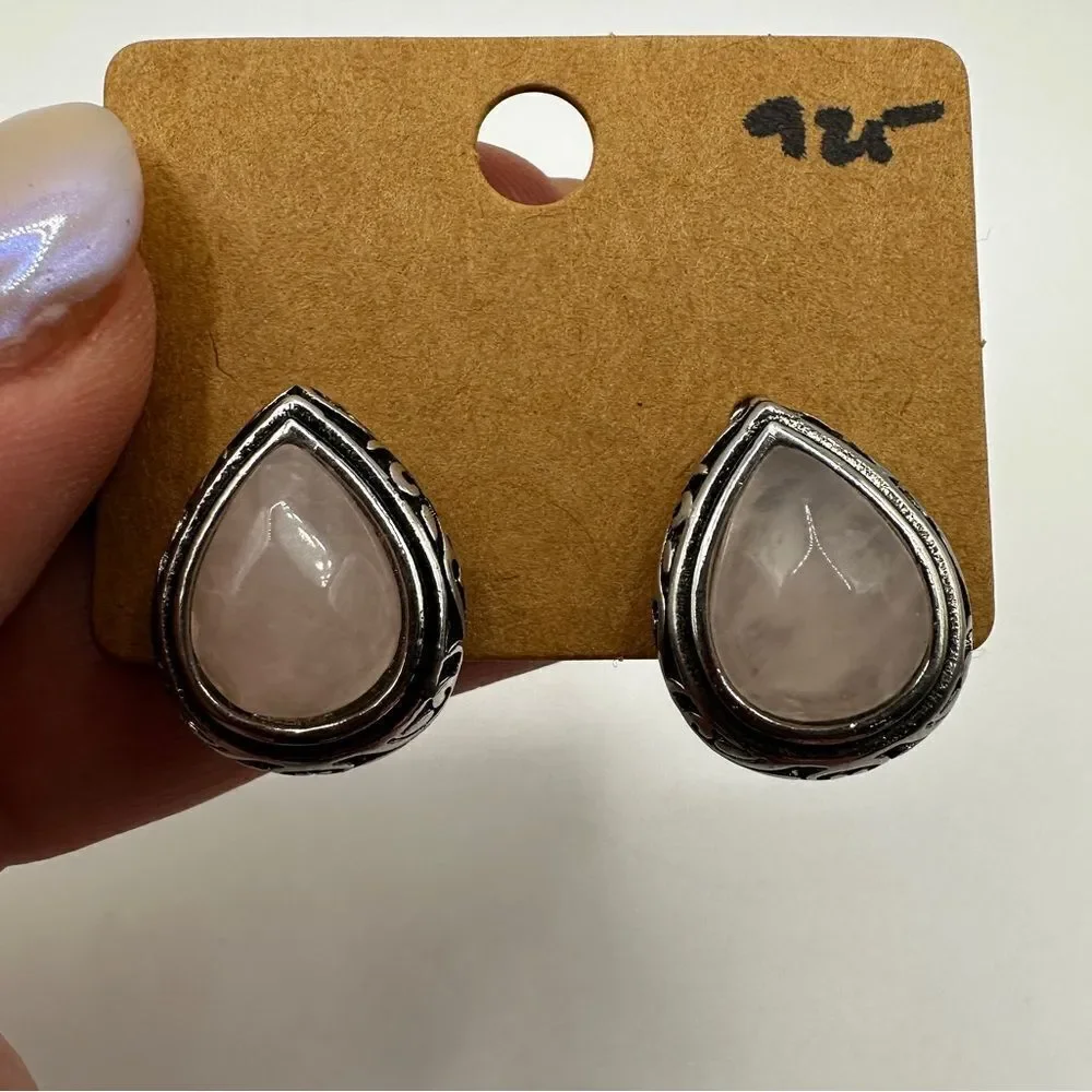 Sterling silver‎ and faceted pear shaped rose quartz stud earrings!